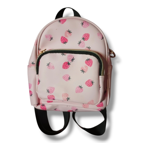 Claire's Strawberry Mini Faux Leather Backpack - Picture 9 of 9